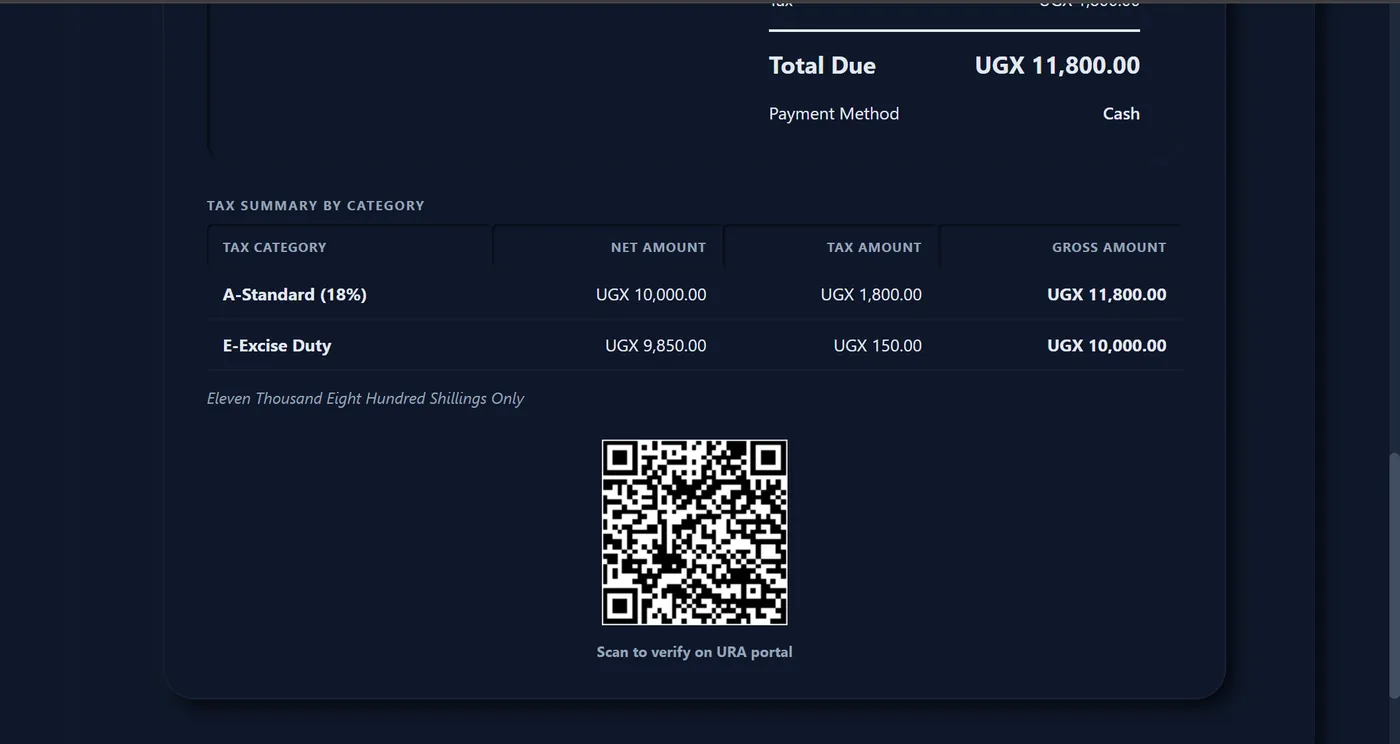 URA EFRIS Integration screenshot
